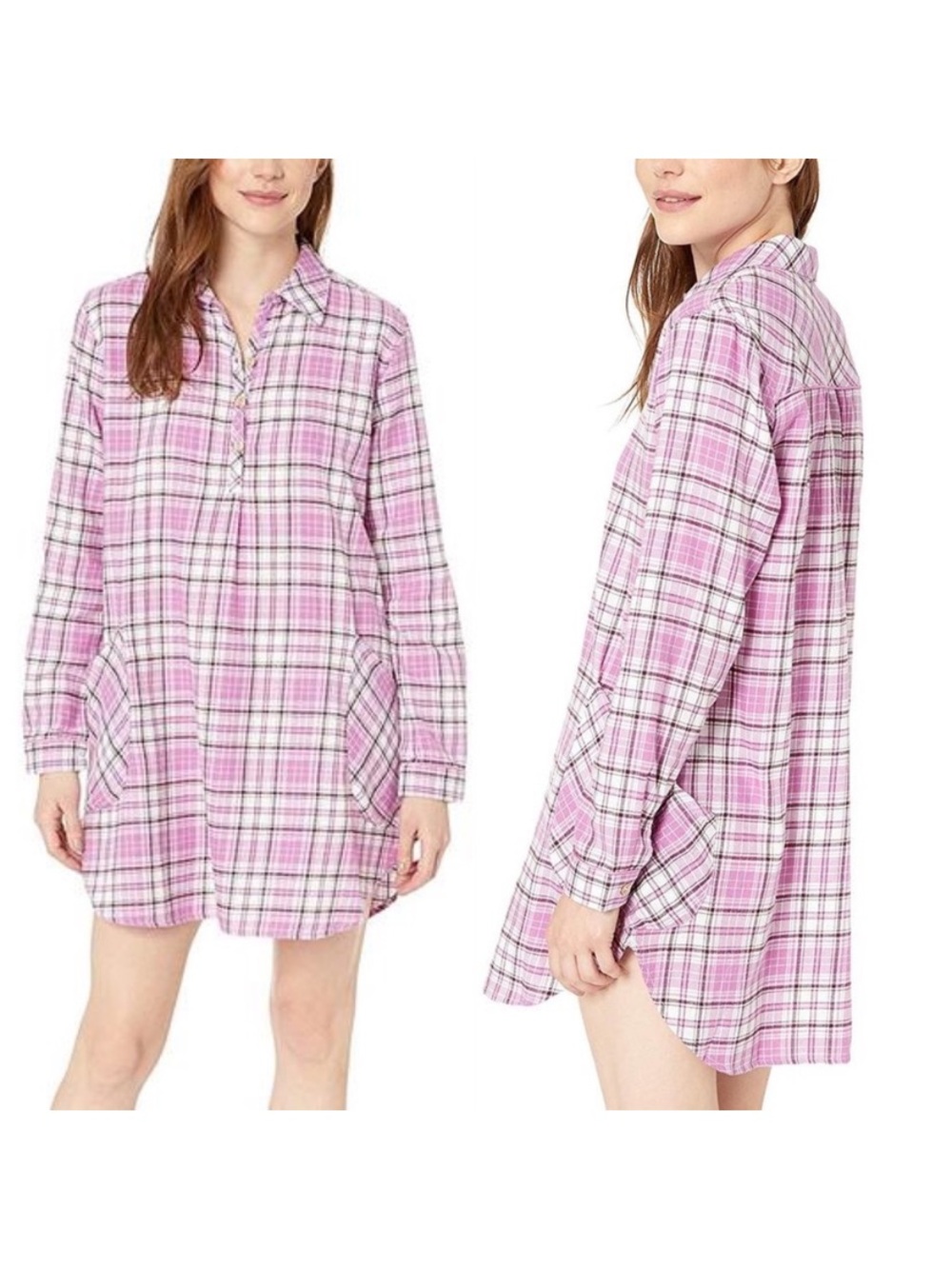 NWOT UGG WMNS XS Gabri Flannel Purple Pink Plaid Long Sleeve Sleep Shirt